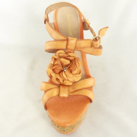 BRUNO MENEGATTI Platform Strappy Wedges Like New - Picture 2 of 8
